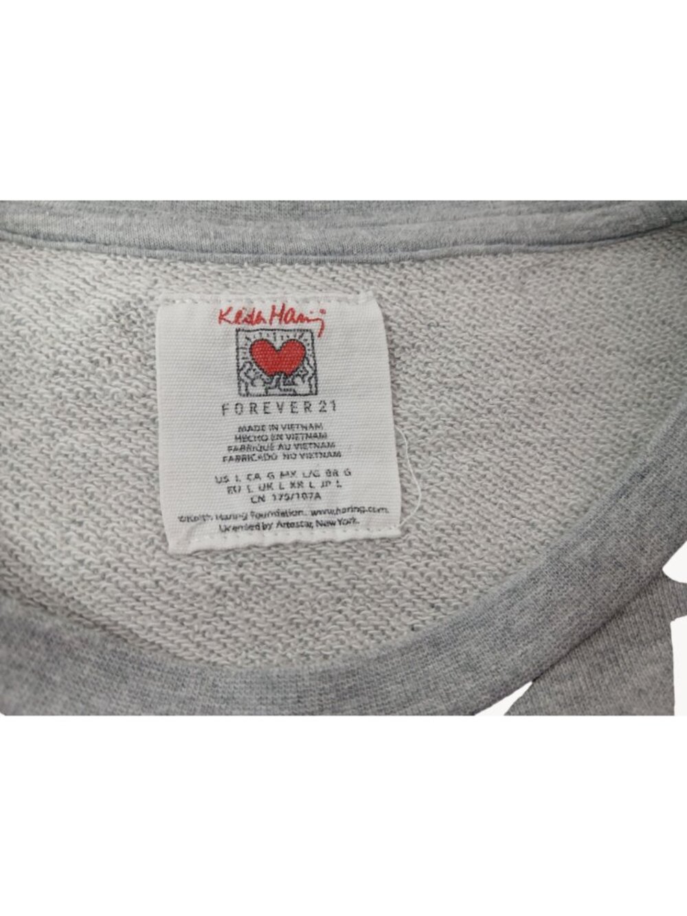 Keith Haring Forever 21 Gray Graphic Sweatshirt Womens Large Colorful Abstract - Picture 6 of 8